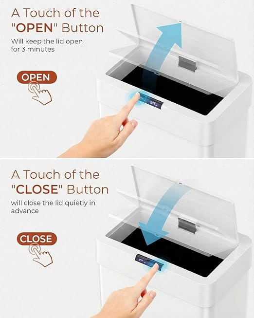 TLSUNNY 21.1 Gallon Motion Sensor Trash Can,Touchless Automatic Garbage Can,Brushed Stainless Steel Smart Bin,with Bag Holder,Soft Close Lid,for Kitchen,Office,RV,Bedroom,Living Room (White, 80L)