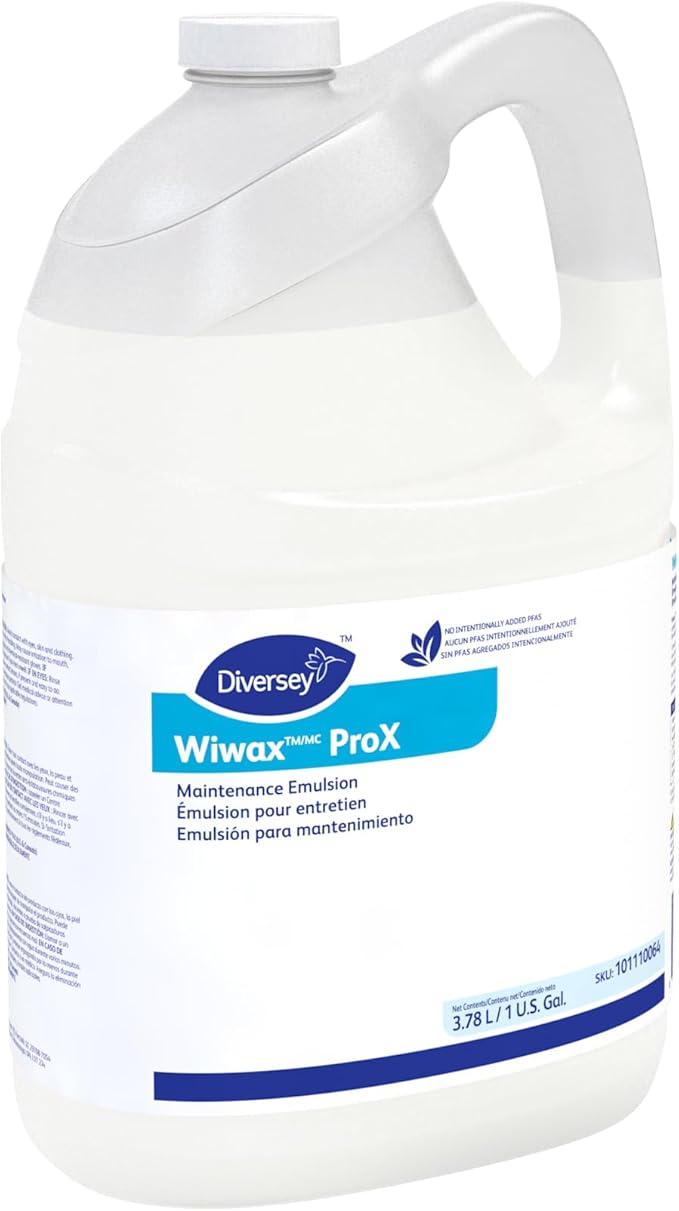 Diversey 101110064 Wiwax ProX Floor Cleaning & Maintenance Emulsion Liquid, Commercial Strength Sealer for Rubber, Concrete & Stone Floors, Concentrate, 1-Gallon