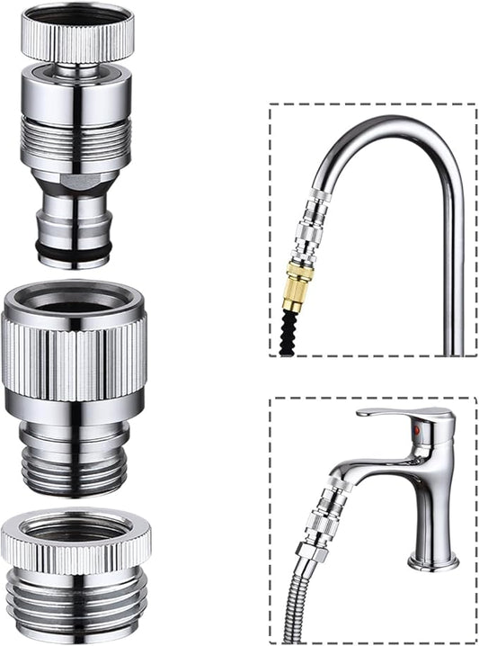 Kitchen Sink Faucet Quick Connector, Dishwasher Washer Snap Coupling Adapter, Faucet to Garden Hose Adapter for Bathroom Kitchen/Shower Hose/Garden Hose