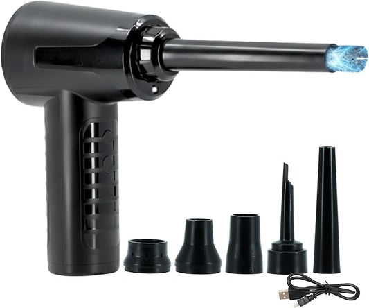 Electric Compressed Air Duster (53000 RPM) - Rechargeable Cordless Air Blower for Computers, PC & Keyboards - Reusable Cleaner Replaces Canned Air Spray
