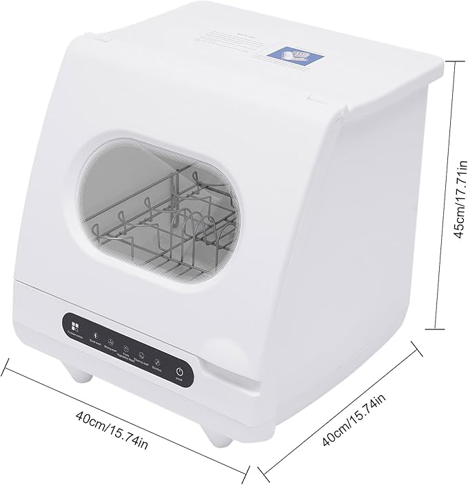 1200W Portable Countertop Dishwasher with 5Programs,360° Dual Spray 162℉ High-Temp& Air-Refresh Function and Touch Screen for Small Apartments, Dorms and RVs,No Hookup Needed