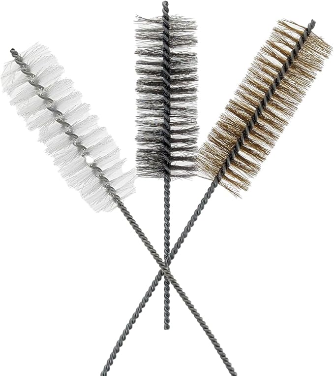 3 Piece Set of 16-Inch Tube Cleaning Brushes Copper, Stainless, Nylon for Various Surface Use (1.5-Inch Diameter)