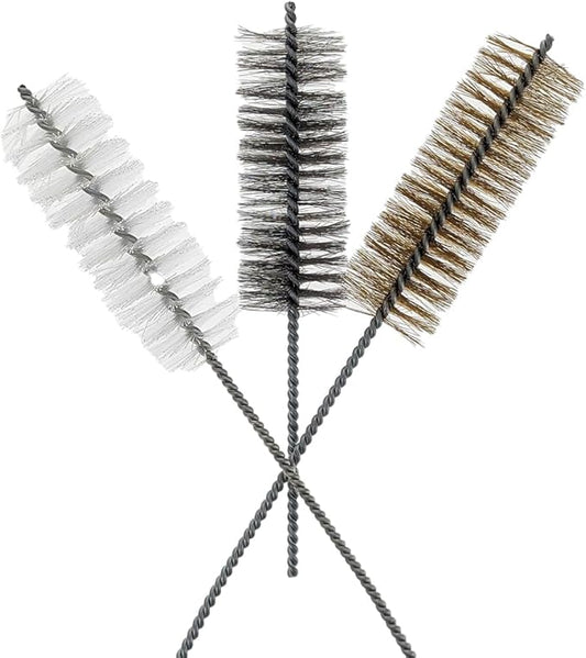 3 Piece Set of 16-Inch Tube Cleaning Brushes Copper, Stainless, Nylon for Various Surface Use (1.5-Inch Diameter)