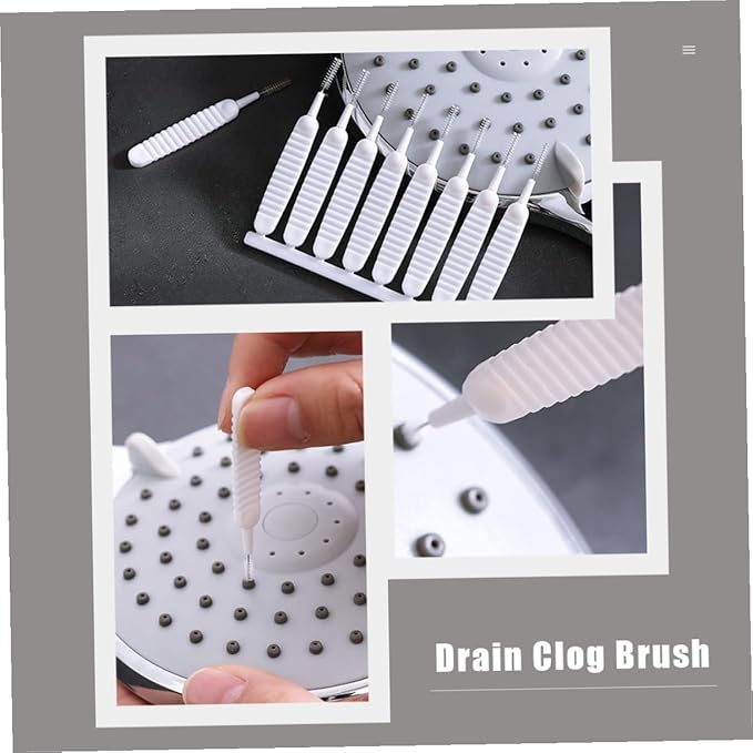 Flexible Drain Cleaning Brush Set 20 Pieces Spiral Bristle Sewer Clog Remover Tool for Kitchen Sink Bathroom Sprayer Cleaning, Sturdy Plastic Handle, Suitable for Household Drain