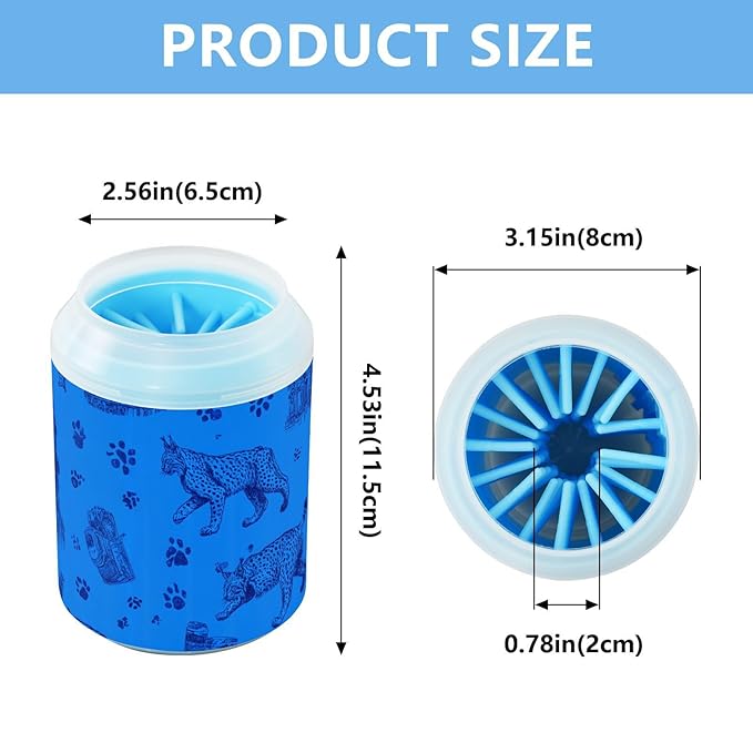 Dog Paw Cleaner Cups for Dogs Pet Foot Washer Paw Scrubber for Medium Small Large Dogs Cats Cleaning Cup Blue Buildings Flasks Paw Prints