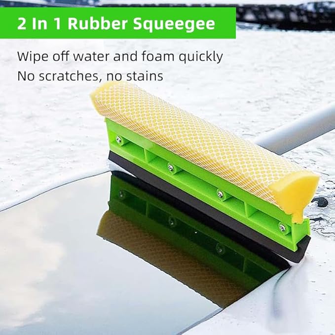 62" Car Wash Brush with Long Handle Chenille Microfiber Car Wash Mop Mitt, Wheel Brush, Windshield Window Squeegee, Car Duster Microfiber Towel, Gloves, Drill Brush, for Cleaning Cars RV Truck Boat