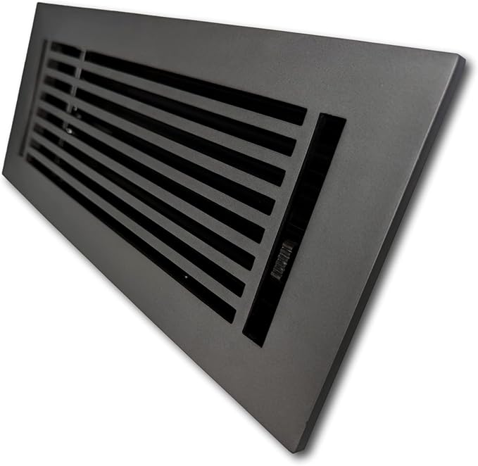 Madelyn Carter 4 x 12 Cast Aluminum Linear Vent Cover with Damper - Carbon Gray (Overall: 5.75 x 13.75) | Floor Register - Wall Register
