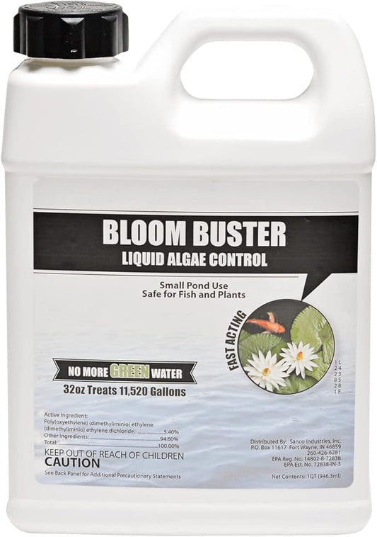 Bloom Buster Algae Control for Fish Ponds & Water Gardens - 32 Ounces - Safe for Koi Fish, Goldfish & Plants - Controls Algae in Ponds & Water Features, EPA Registered