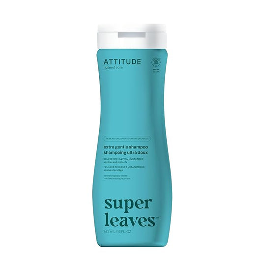 ATTITUDE Extra Gentle Hair Shampoo, EWG Verified, Soothes Dry Scalp, Naturally Derived Ingredients, Vegan and Plant Based, Unscented, 16 Fl Oz
