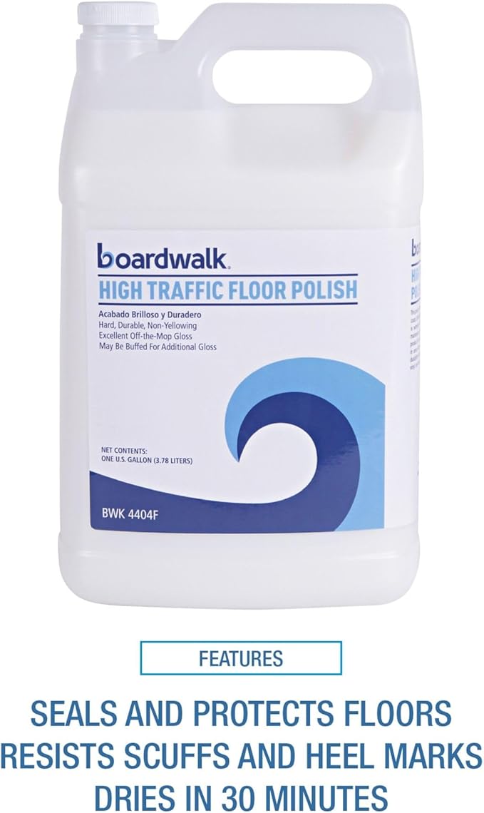 Boardwalk BWK4404FEA 1 Gallon Bottle High Traffic Floor Polish