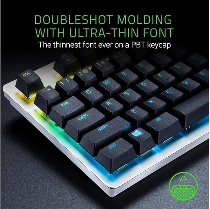 Razer Doubleshot PBT Keycap Upgrade Set for Mechanical & Optical Keyboards: Compatible with Standard 104/105 US and UK layouts - Classic Black