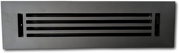 Madelyn Carter 2 x 12 Cast Aluminum Linear Vent Cover with Damper - Carbon Gray (Overall: 3.75 x 13.5) | Floor Register - Wall Register