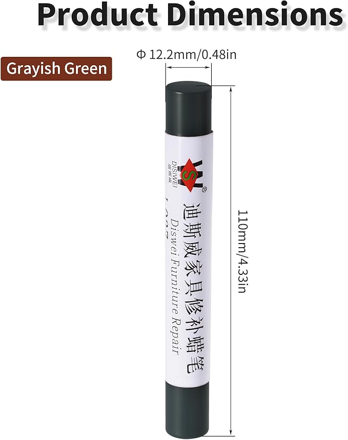 Wood Filler Sticks Grayish Green Furniture Scratch Repair Crayons Wood Floor Repair Wax Filler Sticks Furniture Repair Wax Crayons for Wooden Furniture, Floors, Cabinets & Tables
