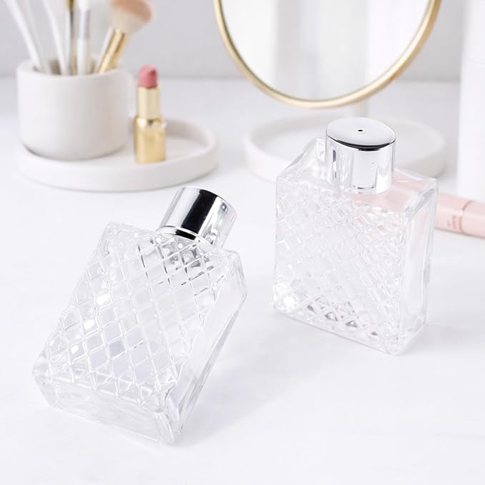 2 Pack 100ml Empty Perfume Bottles Refillable, Glass Perfume Atomizer with Funnels & Droppers, Leak-Proof Travel Perfume Spray Bottles, Fine Mist Sprayer for Cologne Essential Oils