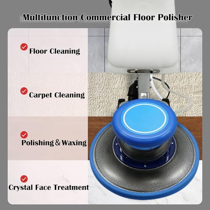 Floor Polisher Scrubbing Machine Commercial Floor Polisher 17'' Floor Scrubber Buffer Multifunctional Carpet Cleaner Heavy Duty Polisher Machine with Three Brushes 110V 1.5HP