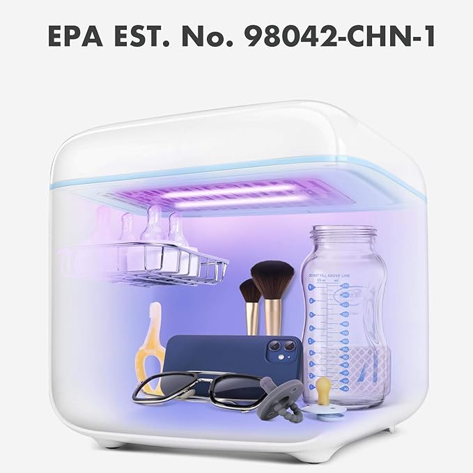Papablic 4-in-1 UV Light Sanitizer and Dryer, Large Capacity UV-C Cleaner Sanitizing Box with Dual Lamps, for Baby & Whole Family Use, Touch Control