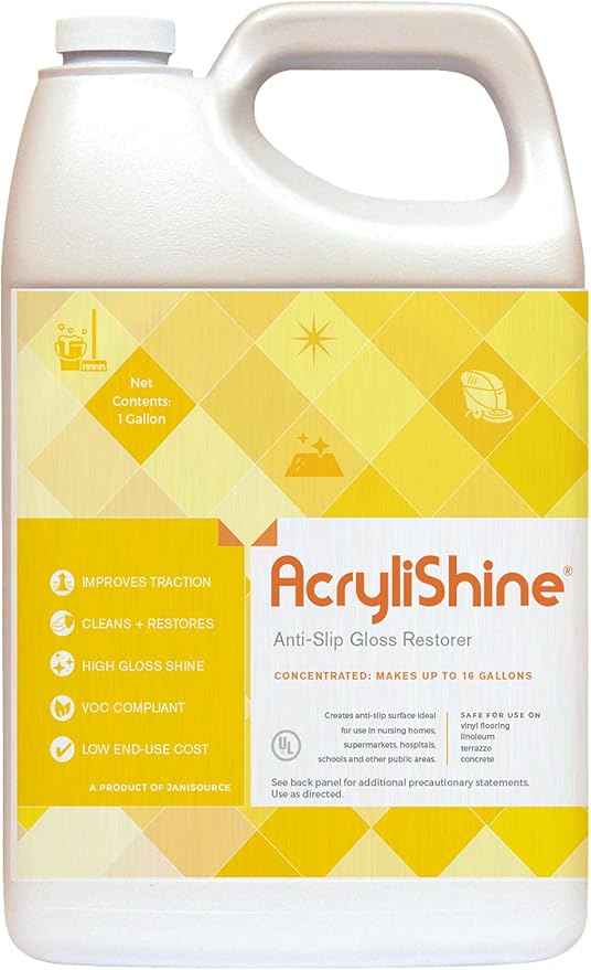 AcryliShine Floor Finish Wax Gloss Restorer and Cleaner- 1 Gallon…