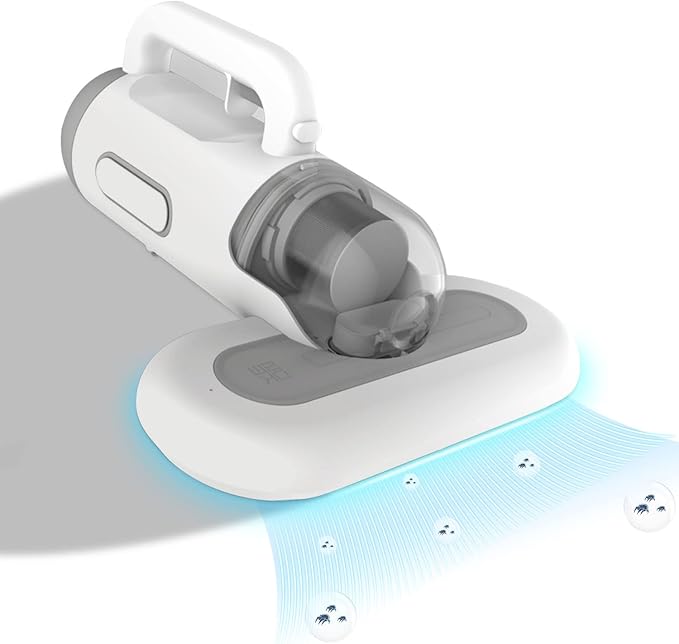 Portable Bed Vacuum Cleaner Cordless Rechargeable Professional Mattress Vacuum Cleaner Powerful Suction Handheld Deep Cleaner for Bed Sheet Carpet Fabric Sofa Vacuum Cleaning with Charging Dock