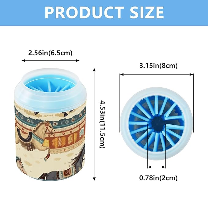 Dog Paw Cleaner Cups for Dogs Pet Foot Washer Paw Scrubber for Medium Small Dogs Cats Cleaning Cup Native Indian Tribal Horses