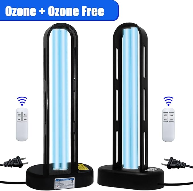 BAIMNOCM UV-C Lamp for Dust Mite 38 Watt 2 Pack, UVC Germicidal Lamp with Remote Control, UV Disinfection Light Bulb, Ultraviolet Light for Room Basement/Bedroom/Kitchen