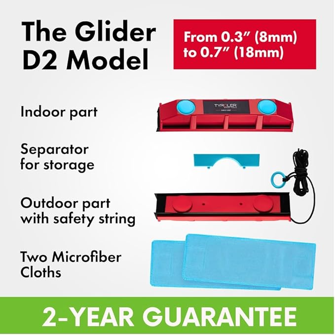 Tyroler Bright Tools The Glider D-2 Magnetic Window Cleaner for Double Glazed Windows. Fit to 0.3in - 0.7in Window Thickness. Glass Cleaner