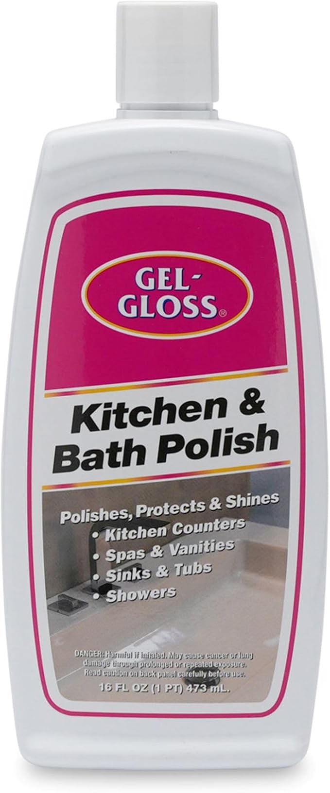 Gel-Gloss Home Kitchen & Bath Polish | Carnauba Cleaner Wax Formulation | Removes Water Spots, Light Scratches & Stains | Restores Color & Shine | Carnauba Wax Protective Coating, 16 oz.