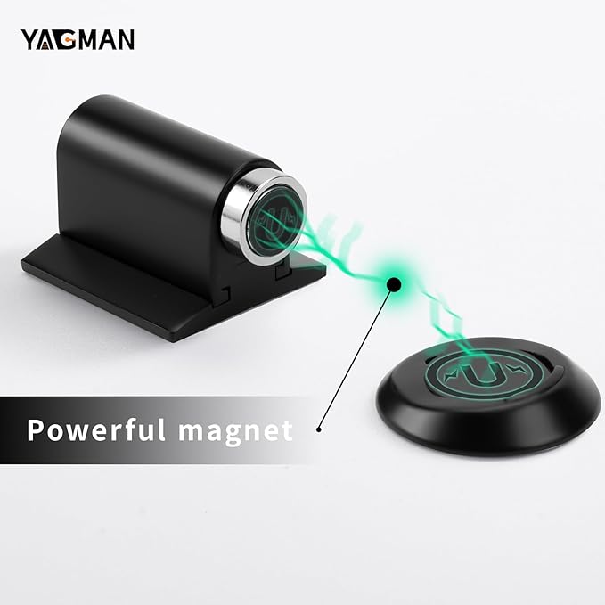 3 Pack Magnetic Door Stopper, Magnet Floor Door Stop Retractable, Door Magnetic Catch, Door Holder to Keep Door Open, No Drilling Mount with Adhesive, Black MB-3