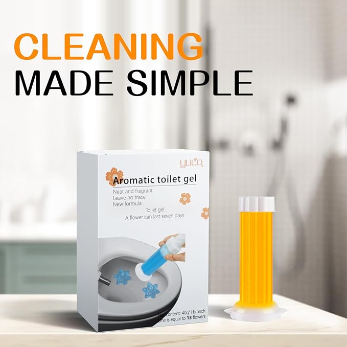 YUCO Toilet Gel Stamps Floral Shaped Toilet Bowl Cleaner Gel, Helps to Clean the Toilet, Preventing Urine Stains and Limescale Keeping it Fresh and Clean(Pack of 1,Orange Blossom)