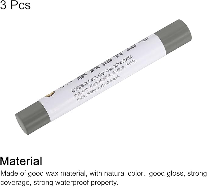 uxcell Furniture Repair Crayons, 3Pcs - Wood Wax Filler Stick, Furniture Markers Touch Up - for Scratches Holes Tables Desks Wooden Floors Cover Ups, Dark Gray
