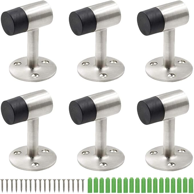 3 Inch / 75mm Heavy Duty Floor Stop, Door Stopper Stainless Steel Brushed Nickel - Pack of 6