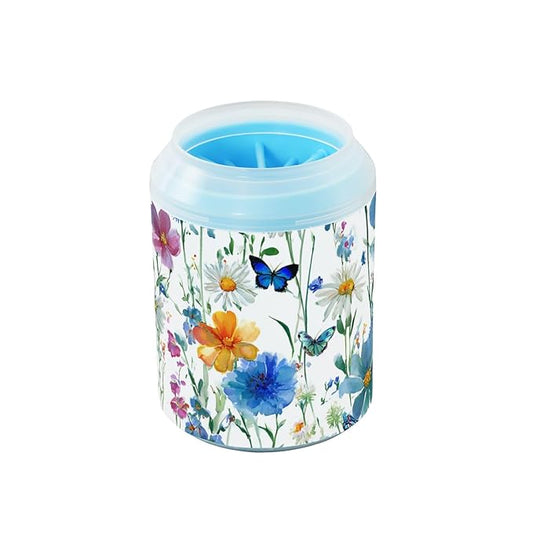 Dog Paw Cleaner Cups for Dogs Pet Foot Washer Paw Scrubber for Small Medium Large Dogs Cats Cleaning Cup Watercolor Cornflower Daisy