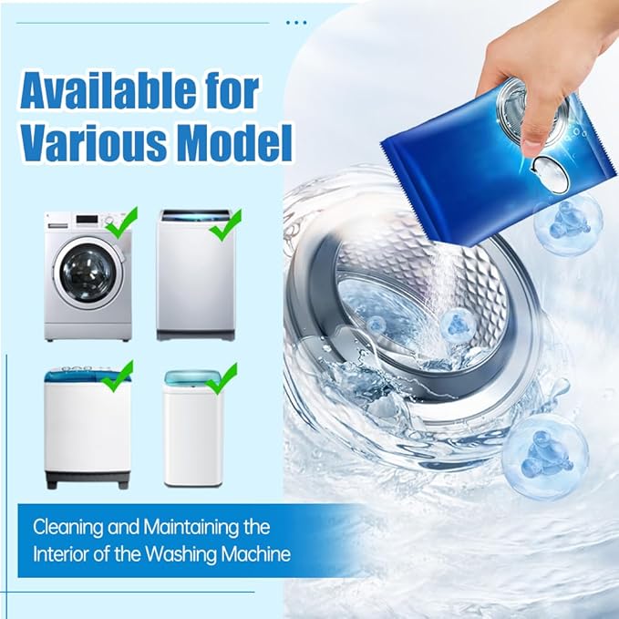 Washing Machine Cleaner, 2026 New Powerful Stain Remover for Washing Machine Tanks - Deep Clean Solution for HE Top Load and Front Load Washers, Descaler for Drum, Tub & All Internal Parts (6Pack)