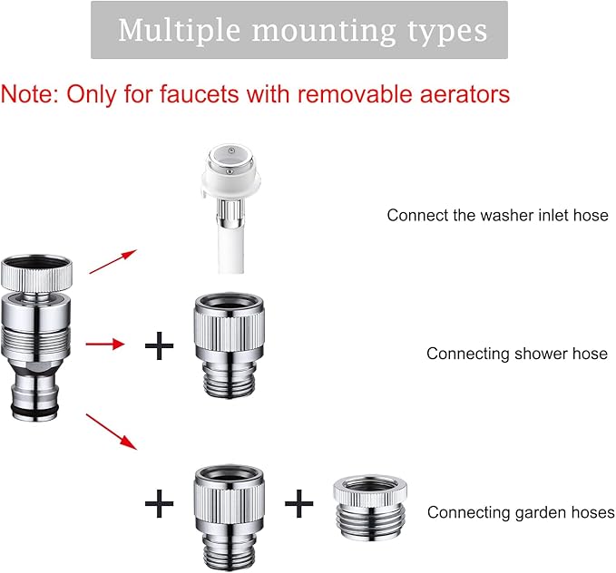 Kitchen Sink Faucet Quick Connector, Dishwasher Washer Snap Coupling Adapter, Faucet to Garden Hose Adapter for Bathroom Kitchen/Shower Hose/Garden Hose
