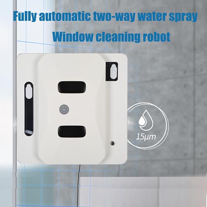 GERRIT Intelligent Fully Automatic Two-Way Water Spray Window Cleaning Robot, 2800Pa Strong Suction Window Cleaning Robot, Edge Detection Technology, Anti-Fall Protection, Ultra-Thin Body