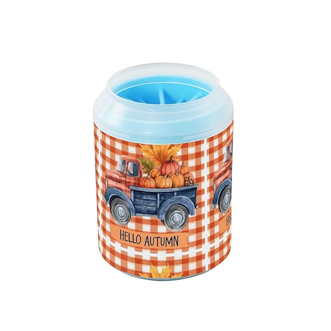 Dog Paw Cleaner Cups for Dogs Pets Foot Washer Paw Scrubber for Medium Small Cats Dogs Cleaning Cup Fall Truck Pumpkins Maple Leaves