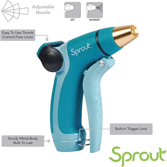 Sprout 65110-AMZ Metal Front Trigger Adjustable Nozzle and QuickConnect Product Adapter Amazon Bundle, Gooseberry Green