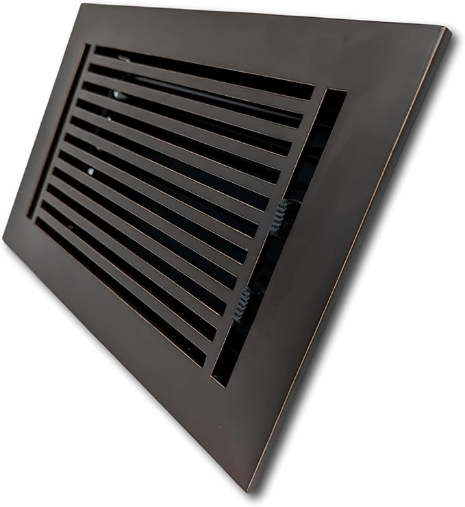 Madelyn Carter 6 x 10 Cast Aluminum Linear Vent Cover with Damper - Oxidized Bronze (Overall: 7.25 x 11.5) | Floor Register - Wall Register