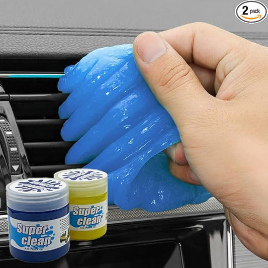 Car Cleaning Gel - Reusable Auto Detailing Tools for Interior Vents, Keyboard, Electronics, 2Pcs Portable Dust Cleaner (Blue/Yellow)