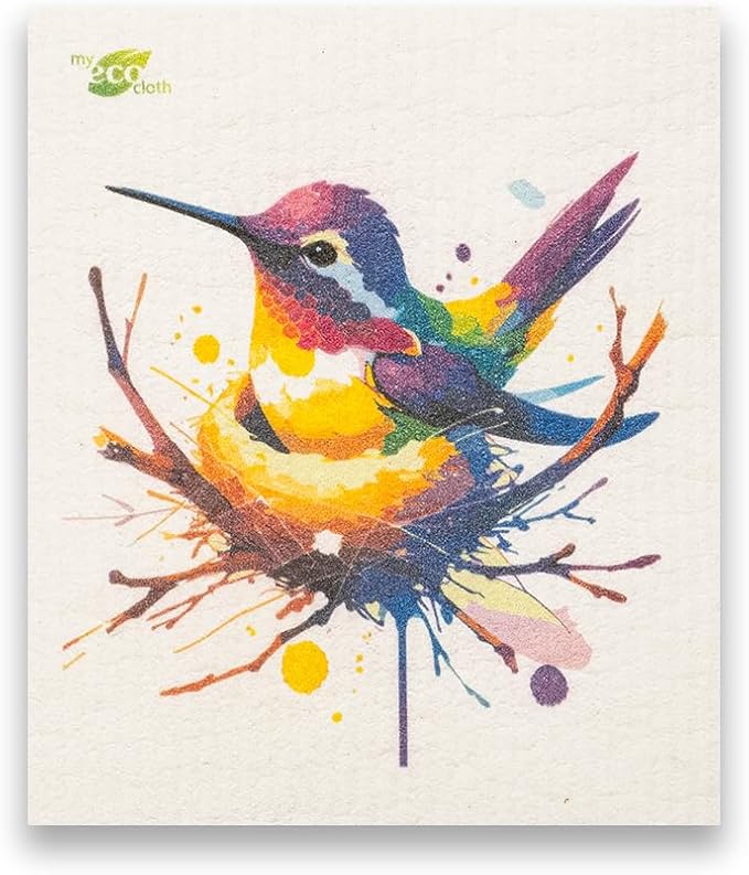SWEDEdishcloths - Cellulose Sponge Dish Towels - Mixed Set of 6 (One of Each Design) Humingbirds Swedish Dish Cloths