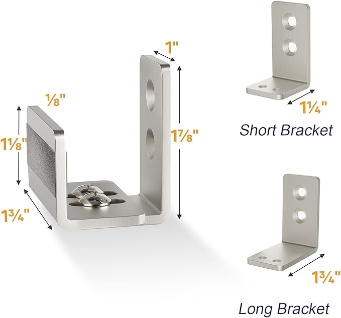 EaseLife Sliding Barn Door Bottom Floor Guide,U Shape,Flexible Adjustable Fit Distance,Flush Flat Bottom Design,Wall Mount System,for Door & Cabinet,Brushed Nickle,2 Pack
