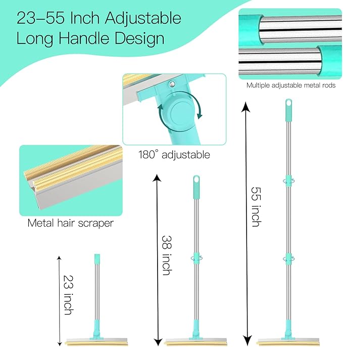 Carpet Rake for Pet Hair Removal：Upgraded 3 In 1 Reusable Carpet Scraper Pet Tool Kit, Adjustable Handle for Deep Clean Dog & Cat Hair Remover, Lint Remover Scraper for Carpets, Mats, Rugs, Car&Couch