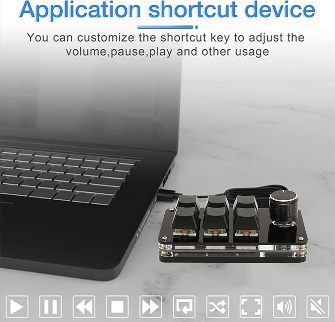 GOWENIC 6 Key Mini Gaming Keyboard, Programmable OSU Keypad with Control Knob, USB Gaming Keypad for PC Computer Games Office Work