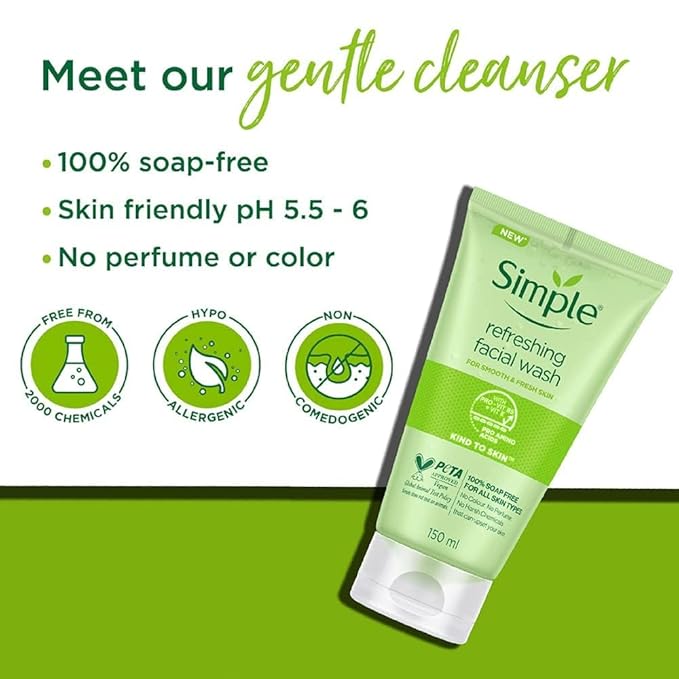 Simple Kind to Skin Refreshing Facial Wash Gel,150 ml (5 Ounce) (Pack of 2)