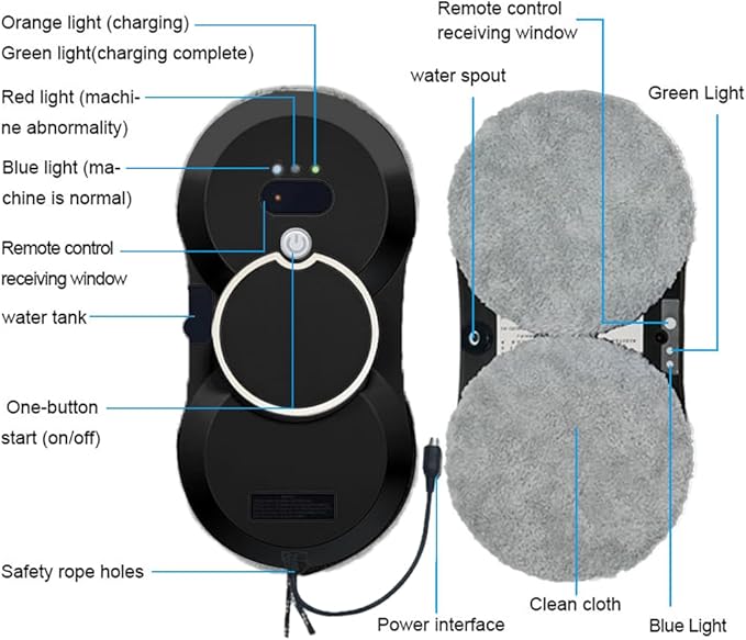 Window Cleaner Robot with Ultrasonic 5600PA Auto Water Glass Cleaning Automatic Smart Robot Cleaner,Window Vacuum Cleaner with Control Windows/Tiles/Class Door Indoor Outdoor
