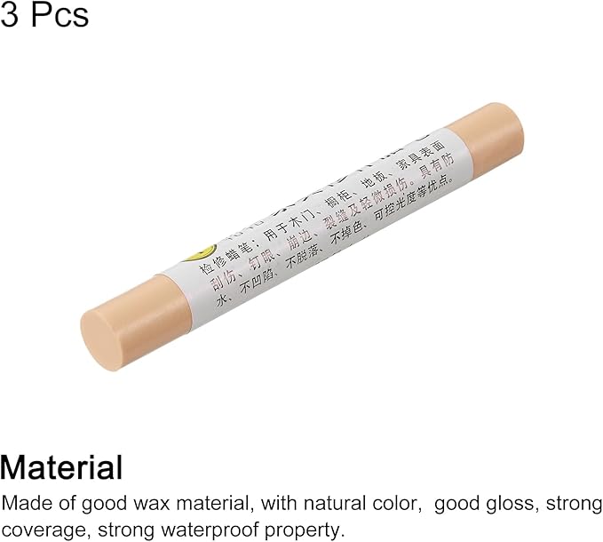 uxcell Furniture Repair Crayons, 3Pcs - Wood Wax Filler Stick, Furniture Markers Touch Up - for Scratches Holes Tables Desks Wooden Floors Cover Ups, Pink Oak