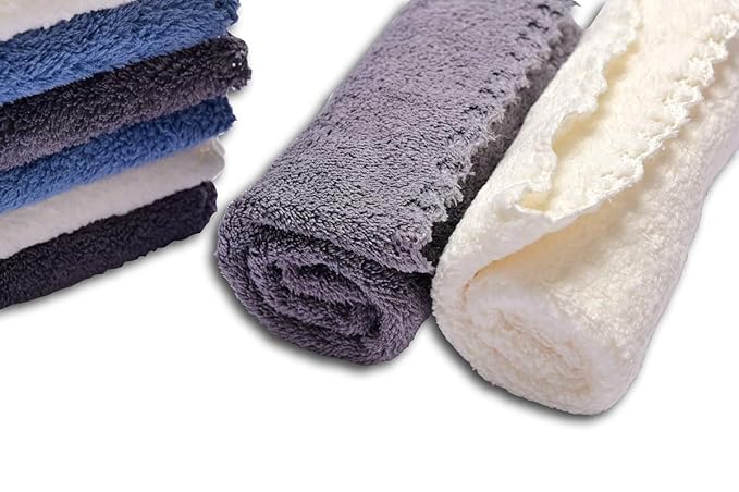 Kyapoo Baby Washcloths 12 Pack 12x12 Inches Microfiber Coral Fleece Extra Absorbent and Soft for Newborns, Infants and Toddlers-3