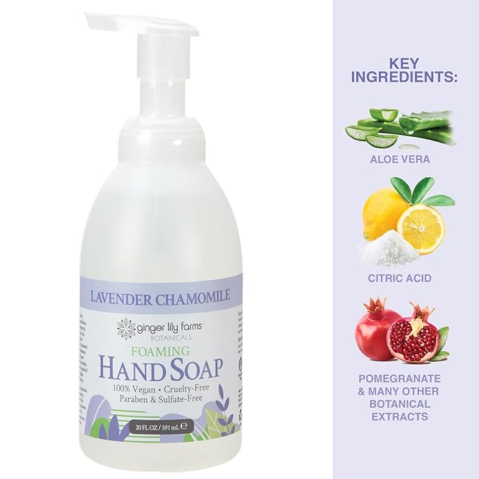 Ginger Lily Farms Botanicals All-Purpose Foaming Hand Soap Refill, 100% Vegan & Cruelty-Free, Lavender Chamomile Scent, 20 Fl Oz (Pack of 1)