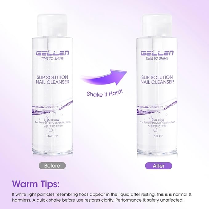 Gellen 16oz Multi-Purpose Nail Cleanser, Pump Bottle Design Nail Surface Cleaner for Prep Nails, Tacky Residue Remover for High-Shine Gel Top Coat, Polygel Slip Solution, Nail Cleaning for Manicure