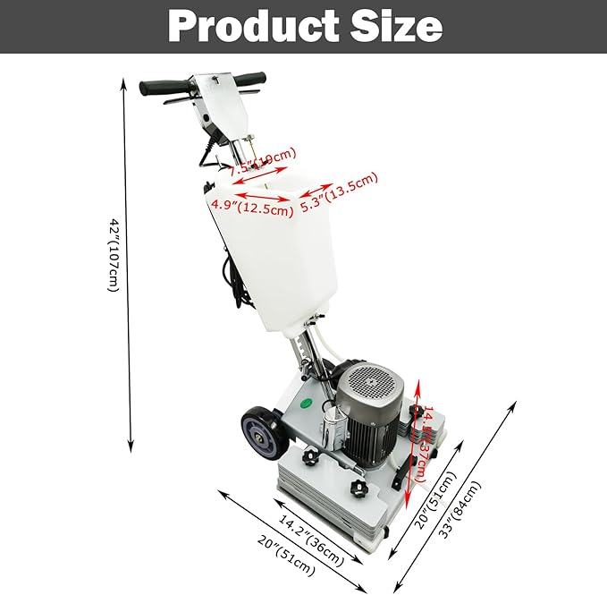 TECHTONGDA Floor Polisher Commercial Floor Buffer Scrubber Square Shape Floor Grinding Machine Industrial Hard Floor Cleaning with 3gal Tank and 3 Floor Polishing Pad