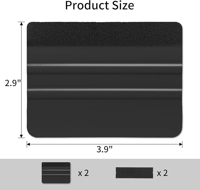 Squeegee for Vinyl, 2 Pcs With Extra 2 Felt Replacements, 4 Inch Wrap Tools for Car Wrap, Craft Sign Making, DIY Crafting, Window, Black and Dark Blue